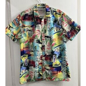 Surf Society Mens XL Short Sleeve Button Shirt Beach Fishing Vent Retro Vacation